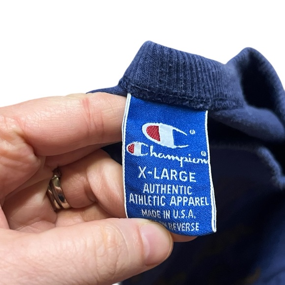 Vintage 90s Champion Men’s Authentic Athletic Blue Big Logo T-Shirt USA Size XL - Picture 4 of 8